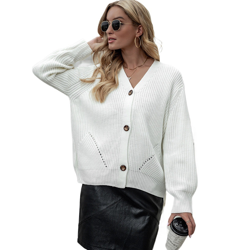 Casual Women's Solid Color Knitted Loose Sweater