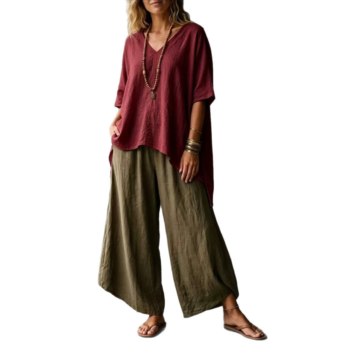 Elegant Stylish Summer Art Loose T-shirt Fashion Casual Suit
