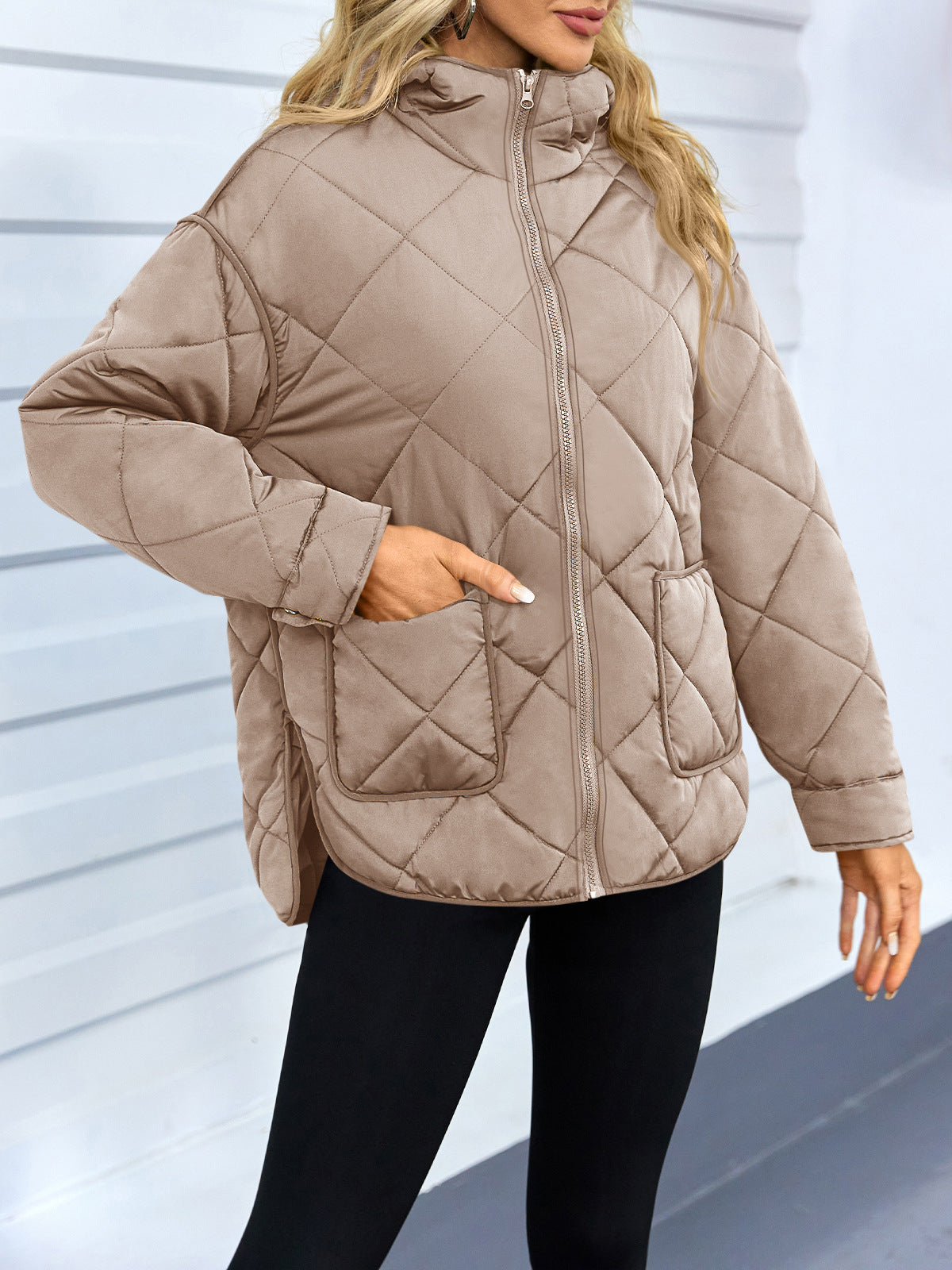 Pocket Split Cotton Loose-fitting Hoodie Long Coats