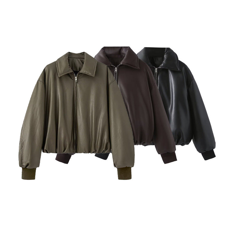 Women's Fashionable Temperamental Locomotive Style Casual Protein Coats