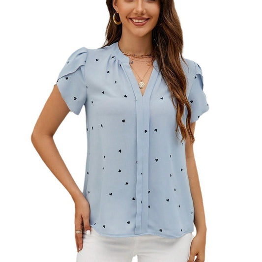 Women's Summer Love Petal Sleeve Shirt Temperament Blouses
