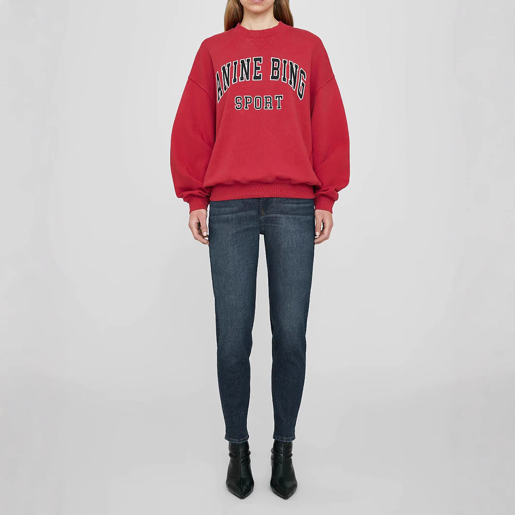 Women's North American Niche Classic Letter Print Fleece Sweaters