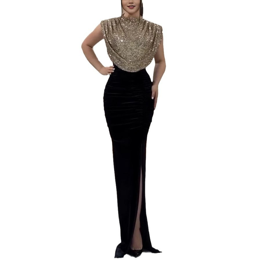Sequin Stitching Sleeveless Dress Casual Party Dresses