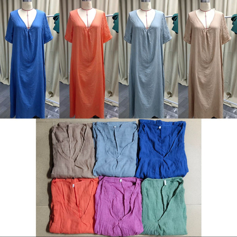 Comfortable Charming Fashion Cotton Linen Collar Dress