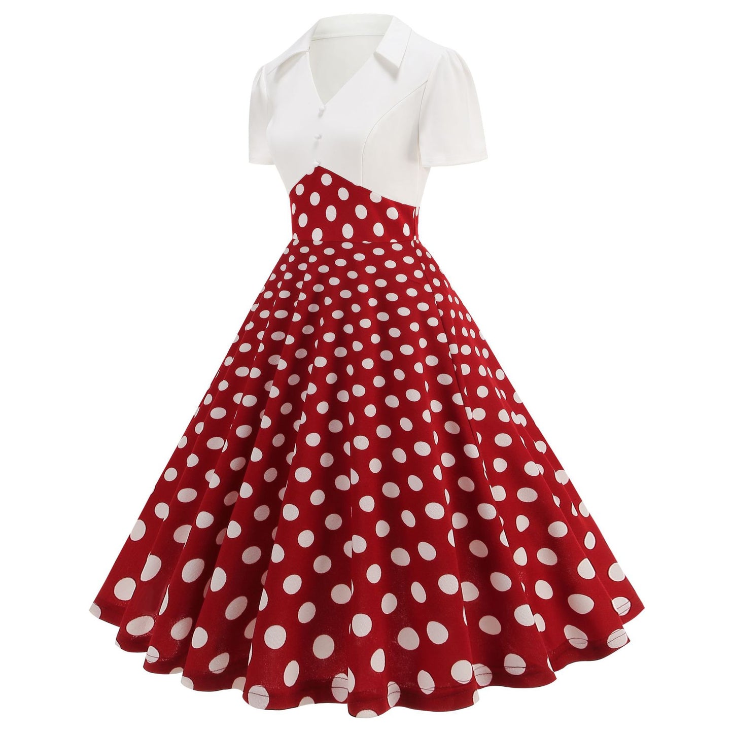 Women's Dress For Polka Dot Stitching Retro Dresses