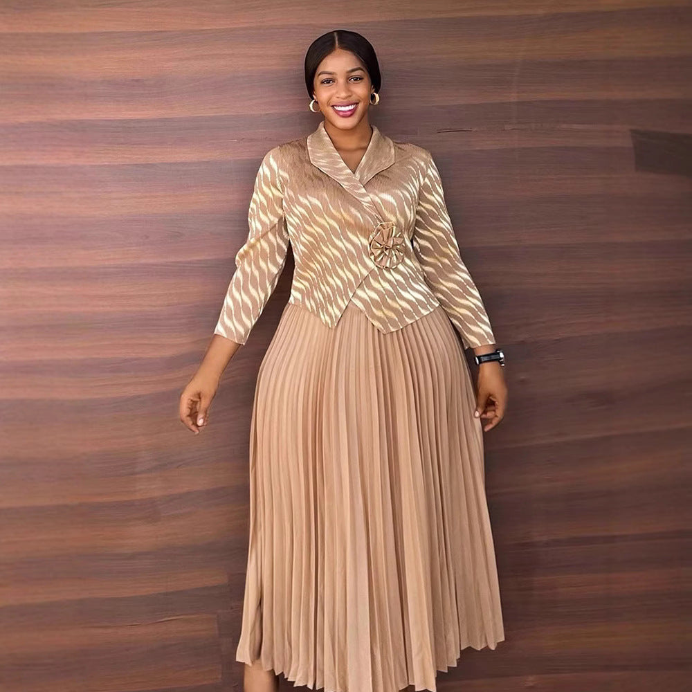 Women's Dress Lightly Mature Pleated Chiffon Printed Dresses