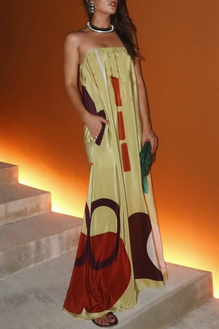 Fashion Printed Sleeveless Dress Pocket Vacation Dresses