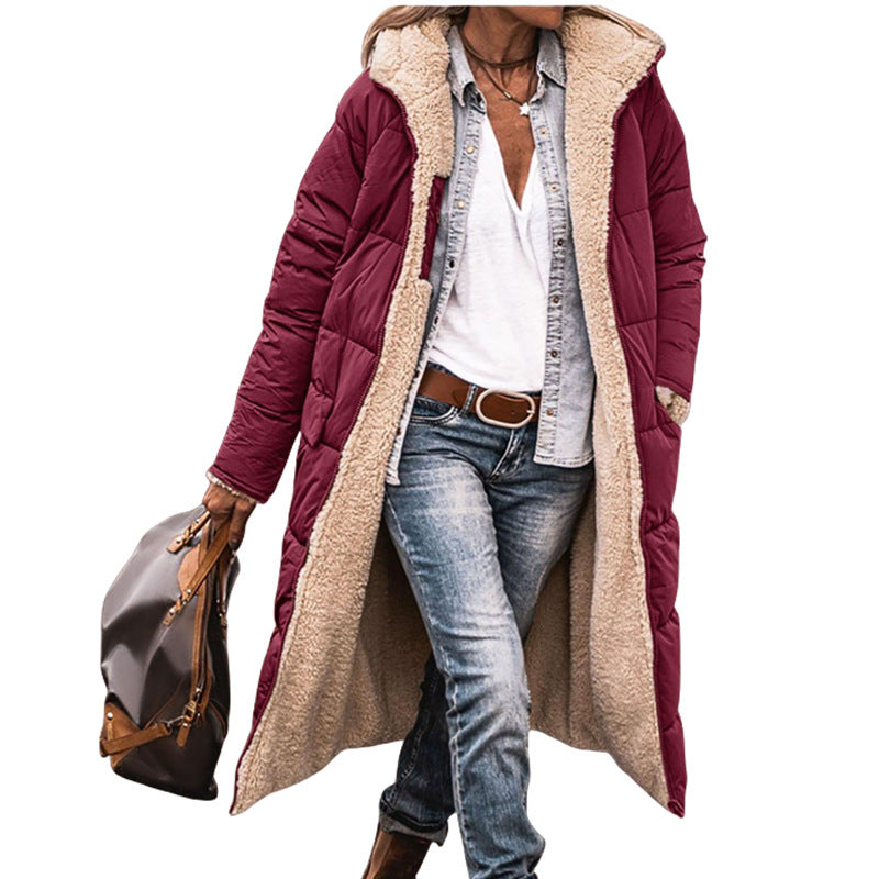Women's Winter Warm Hooded Fur Collar Cotton Coats
