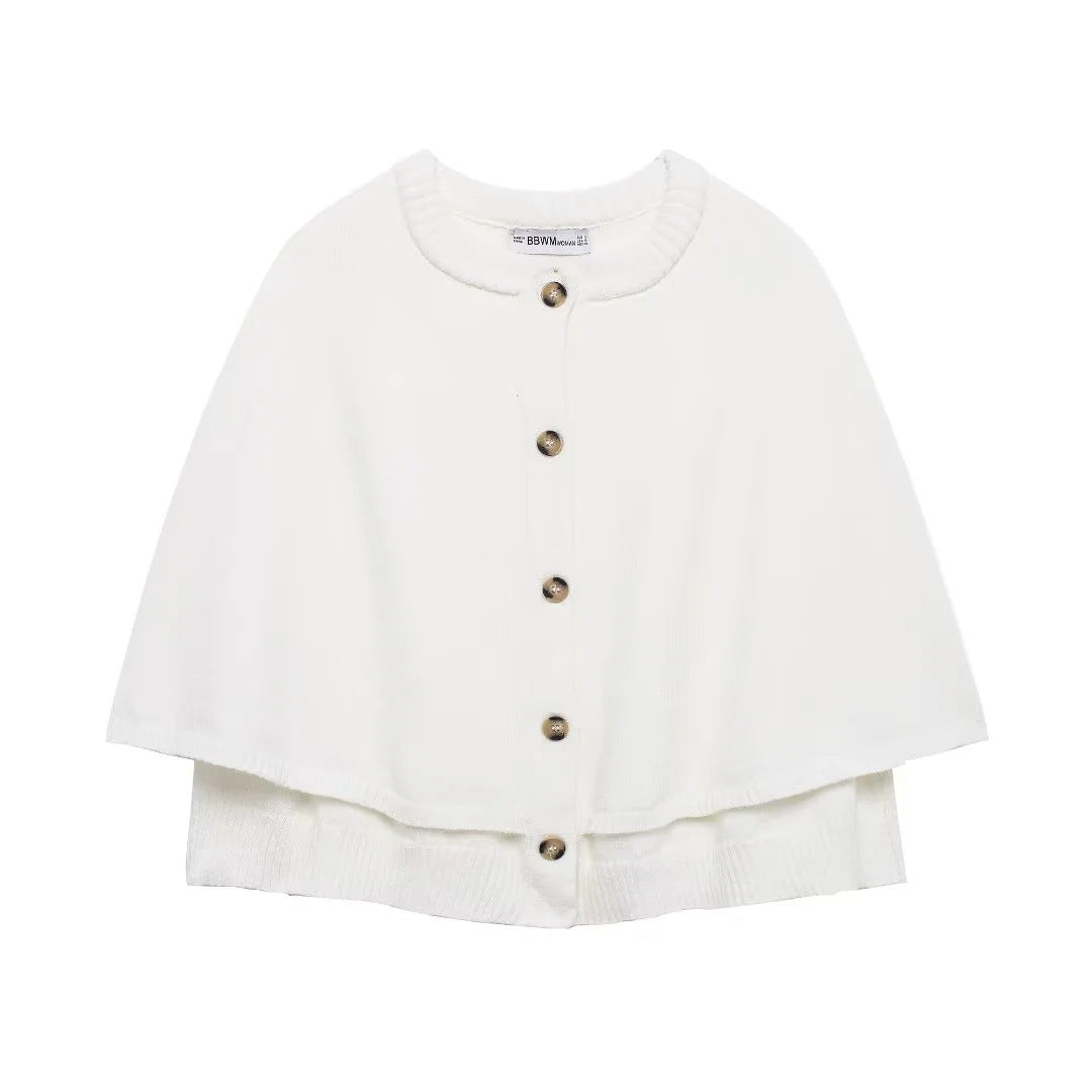 Women's Knitted Sleeve Single-breasted Round Neck Jackets