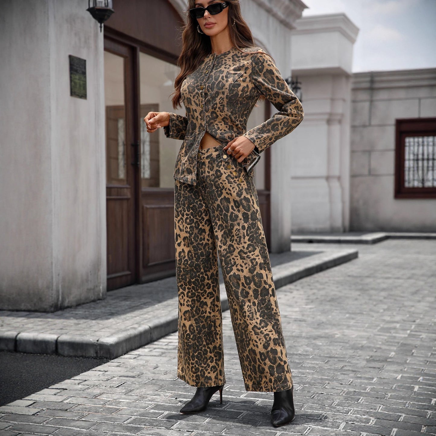 Wash Long Sleeve Fashion Casual Denim Suits