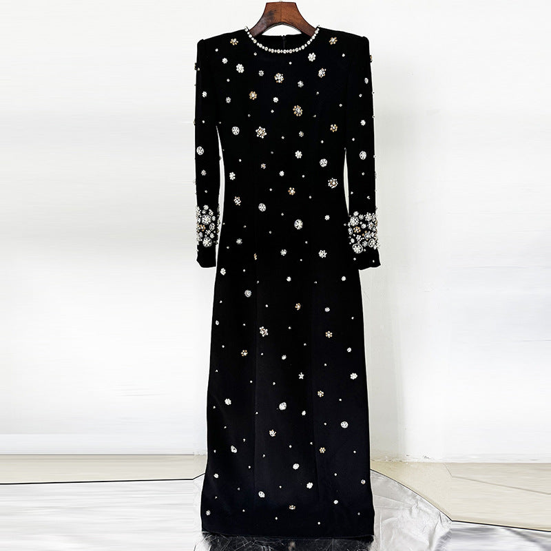 Fashion Bead Diamond Slim Long Formal Dress