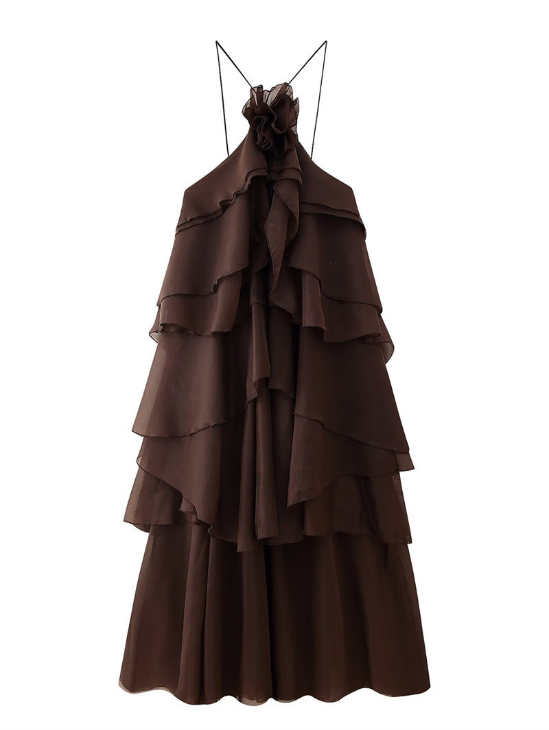 Women's Fashion Sexy Hot Three-dimensional Flower Laminated Dresses