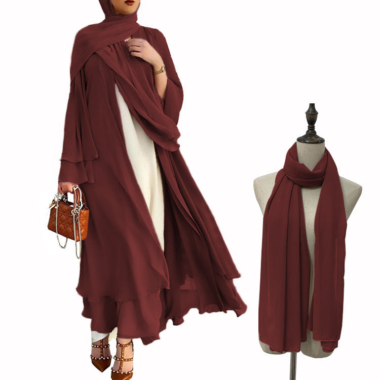 Chiffon Temperament Pure Color Nightgown With Dress