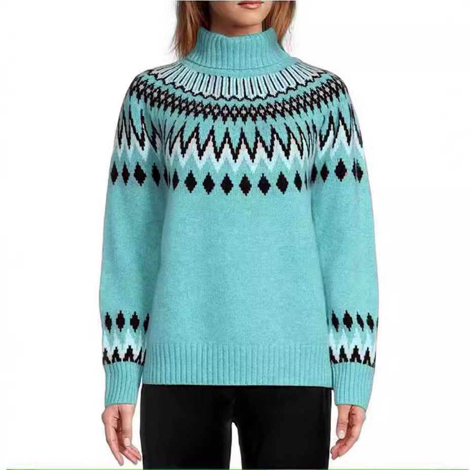 Women's Neck Fashion Casual Multicolor Slim Fit Slimming Sweater