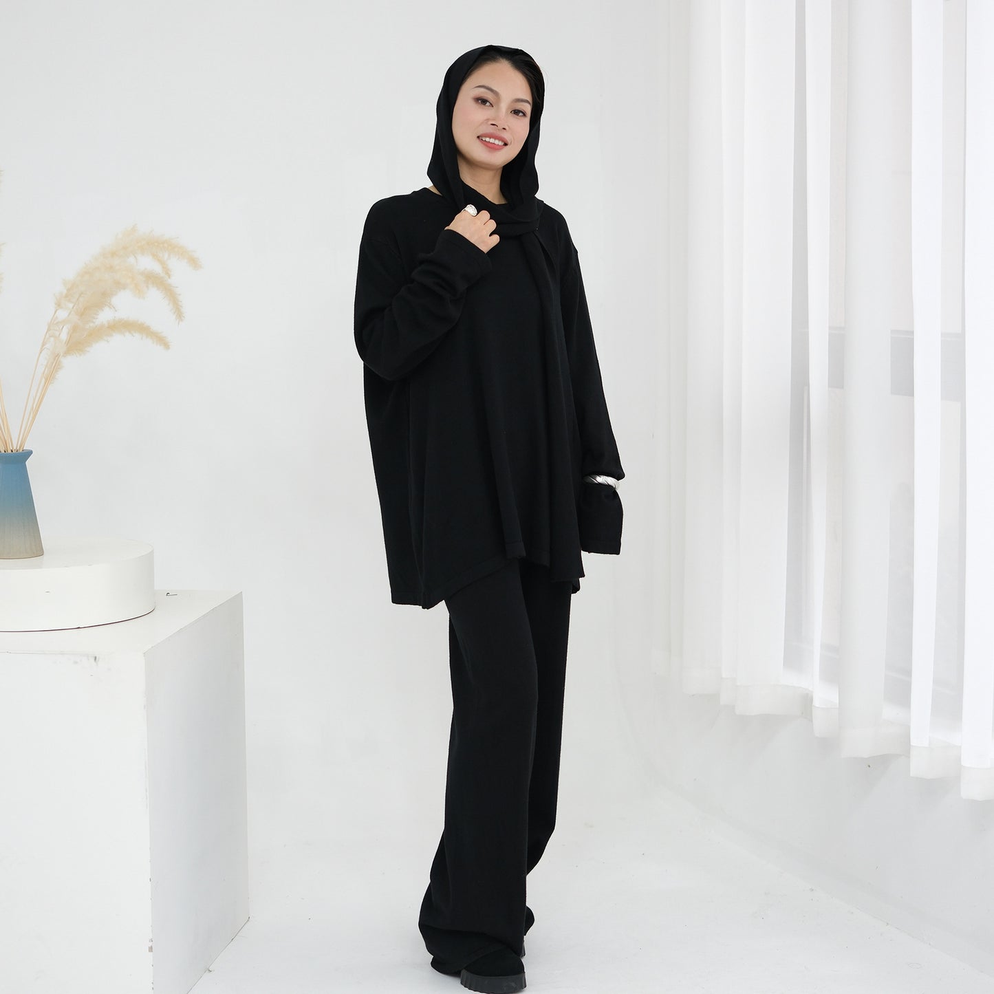 Turkey Knitting Solid Color Two-piece Set Suits