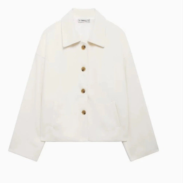 Women's Creative Lapel Button Loose Woolen Jackets