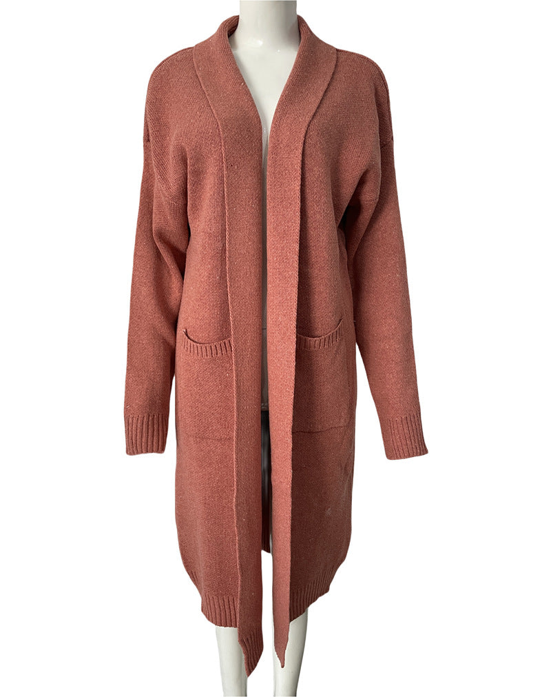 Trendy Knitted Loose Long Large Pocket Knitwear