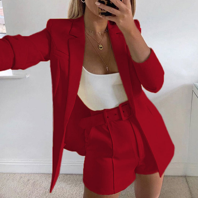 Women's Spring Clothes Fashion Small Belt Blazers