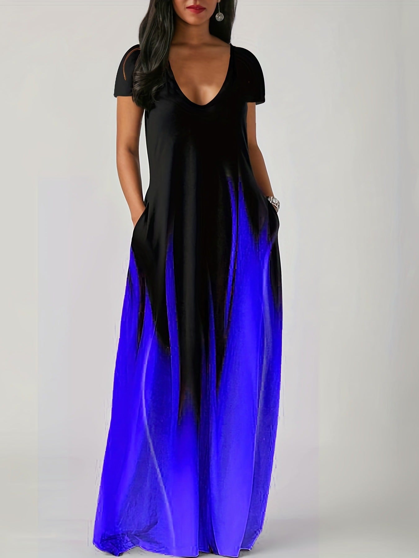Women's Summer Loose Printed Casual Sexy Long Dress