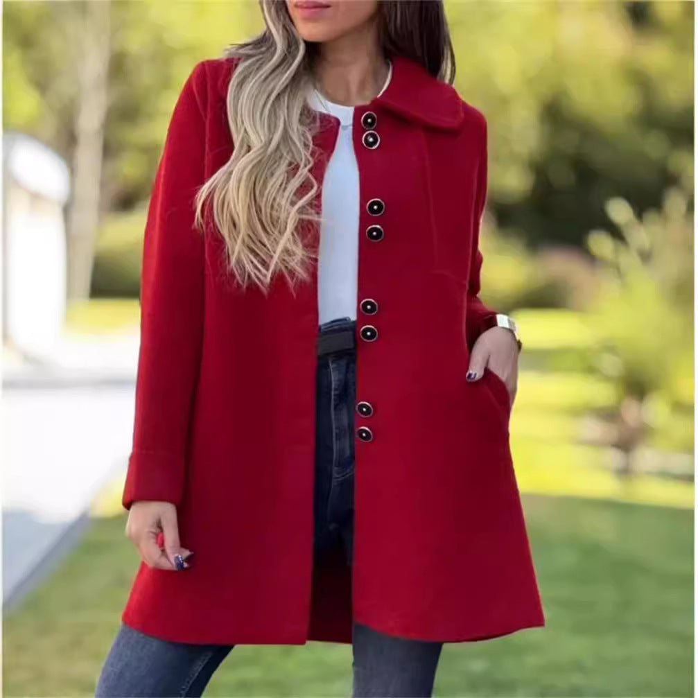Beautiful Slouchy Woolen Polar Fleece Single-breasted Coats