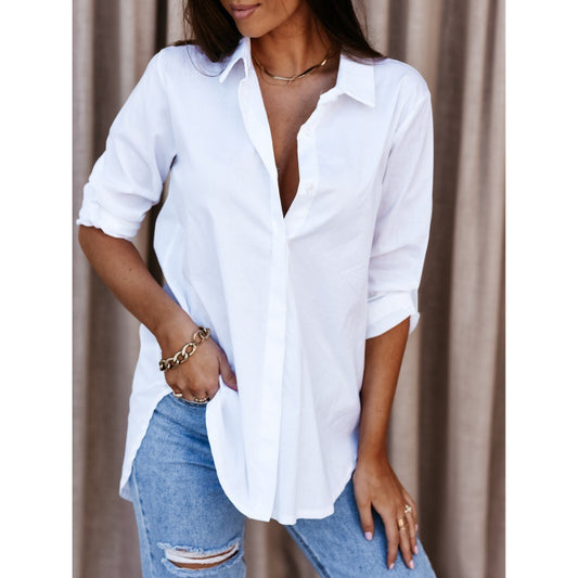 Women's Autumn Minimalist Long Sleeve Buttons Shirt Blouses