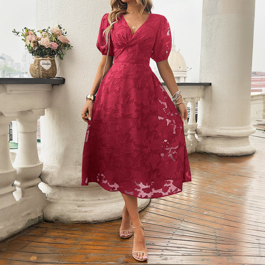 Women's Sleeve High Waist Retro Elegant Dress Dresses