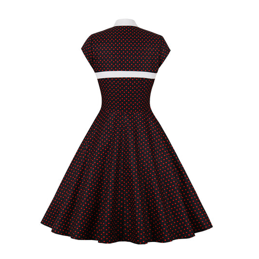 Women's Polka Dots Retro Mid-length Large Swing Dresses