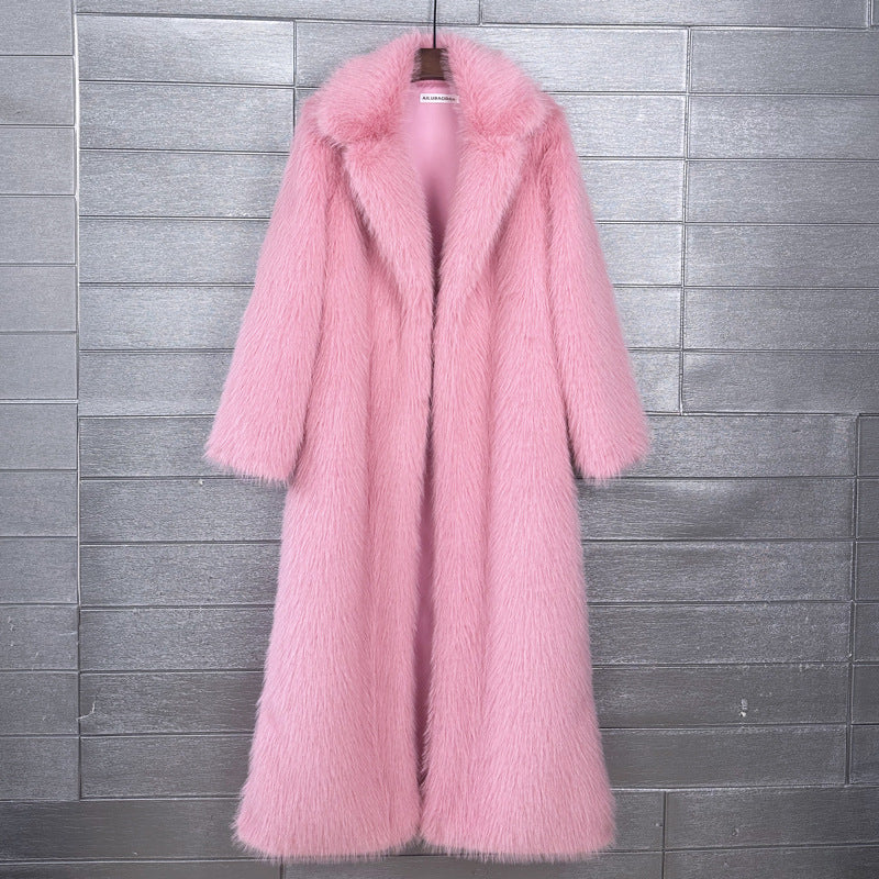 Women's Thick Imitation Plush Furry Fur Extended Coats