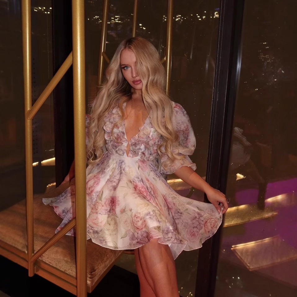 Women's Three-dimensional Petals Decorative Waist Princess Dress Dresses