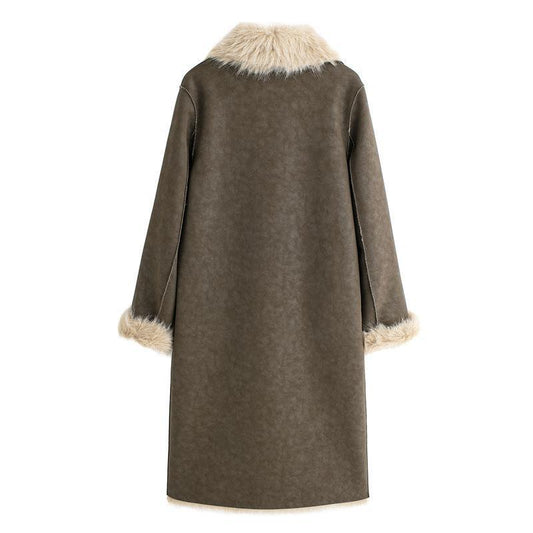 Women's Pocket Decoration Turn-down Collar Long Sleeve Coats
