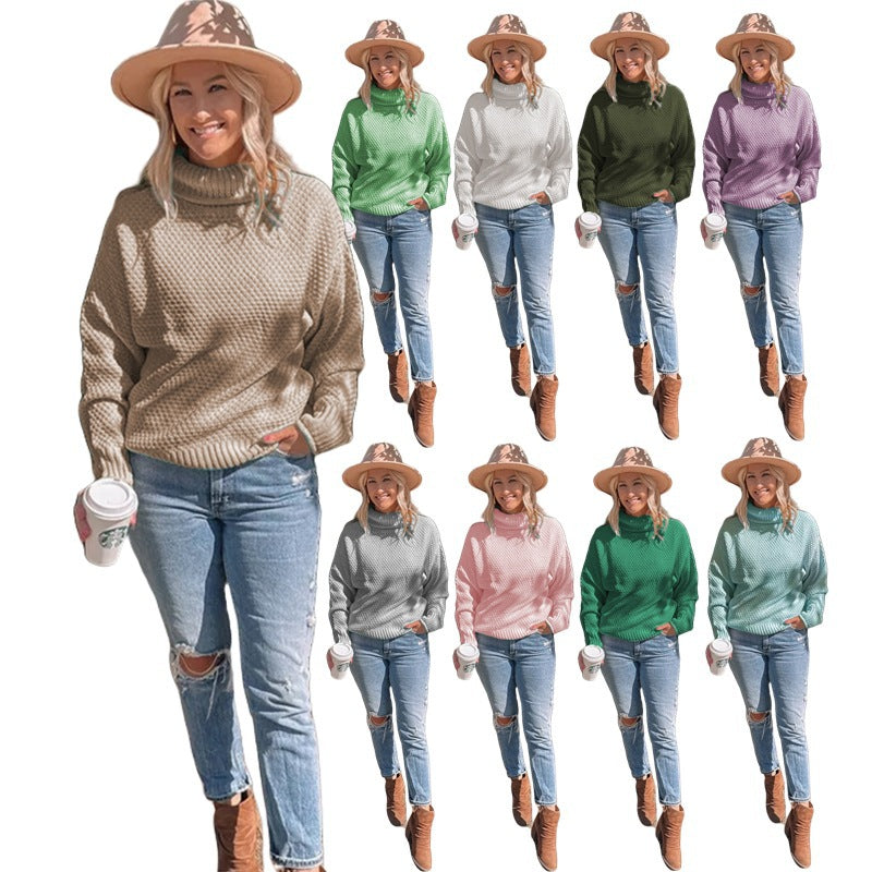 Women's Turtleneck Knitting Long Sleeve Hemming Women's Sweater