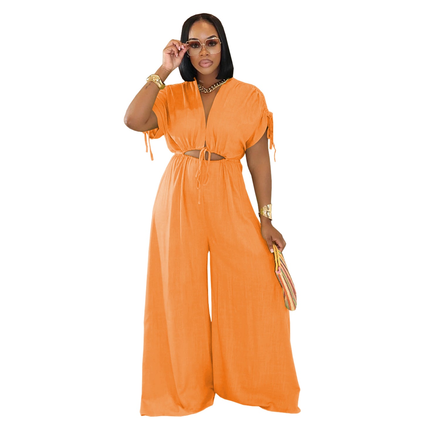 Women's Fashion Wear Casual Solid Color Wide Jumpsuits