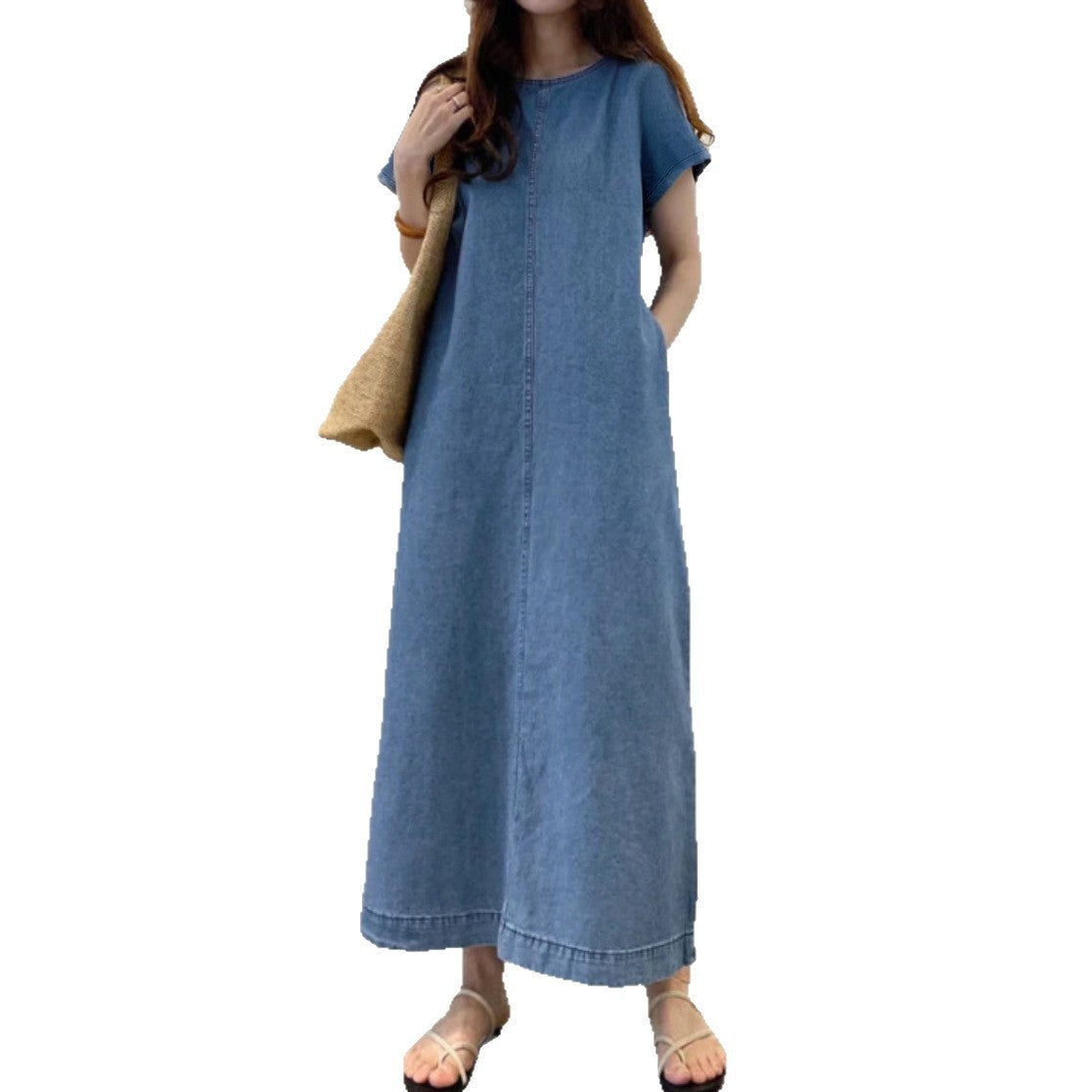 Round Neck Sleeves Loose Pockets Pullover Shorts