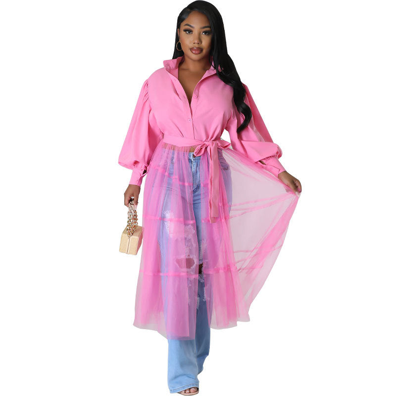 Women's Shirt Casual Autumn Design Pink Fashion Blouses