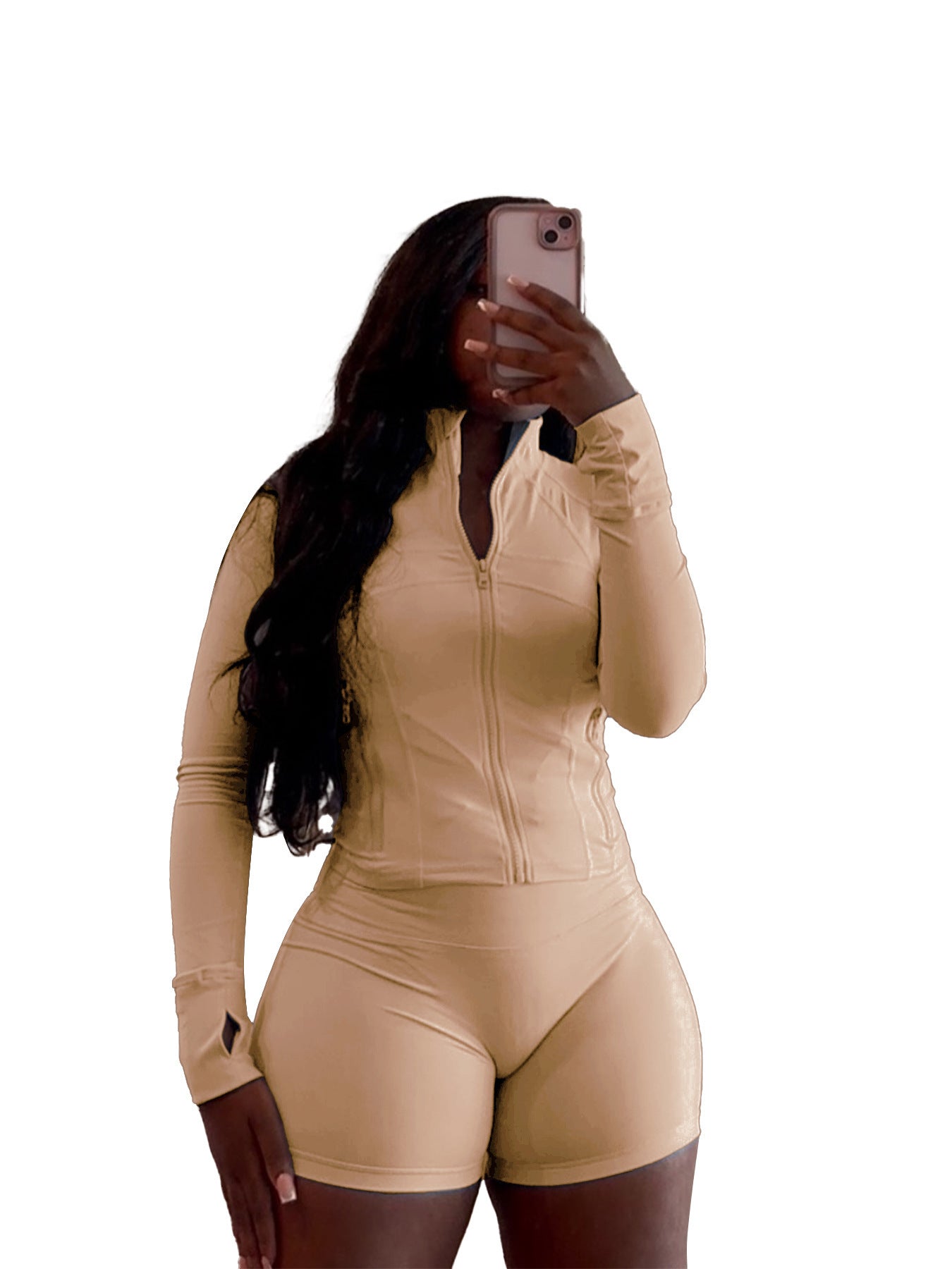 Women's Sexy Tight Long Sleeve Horn Two-piece Clothing