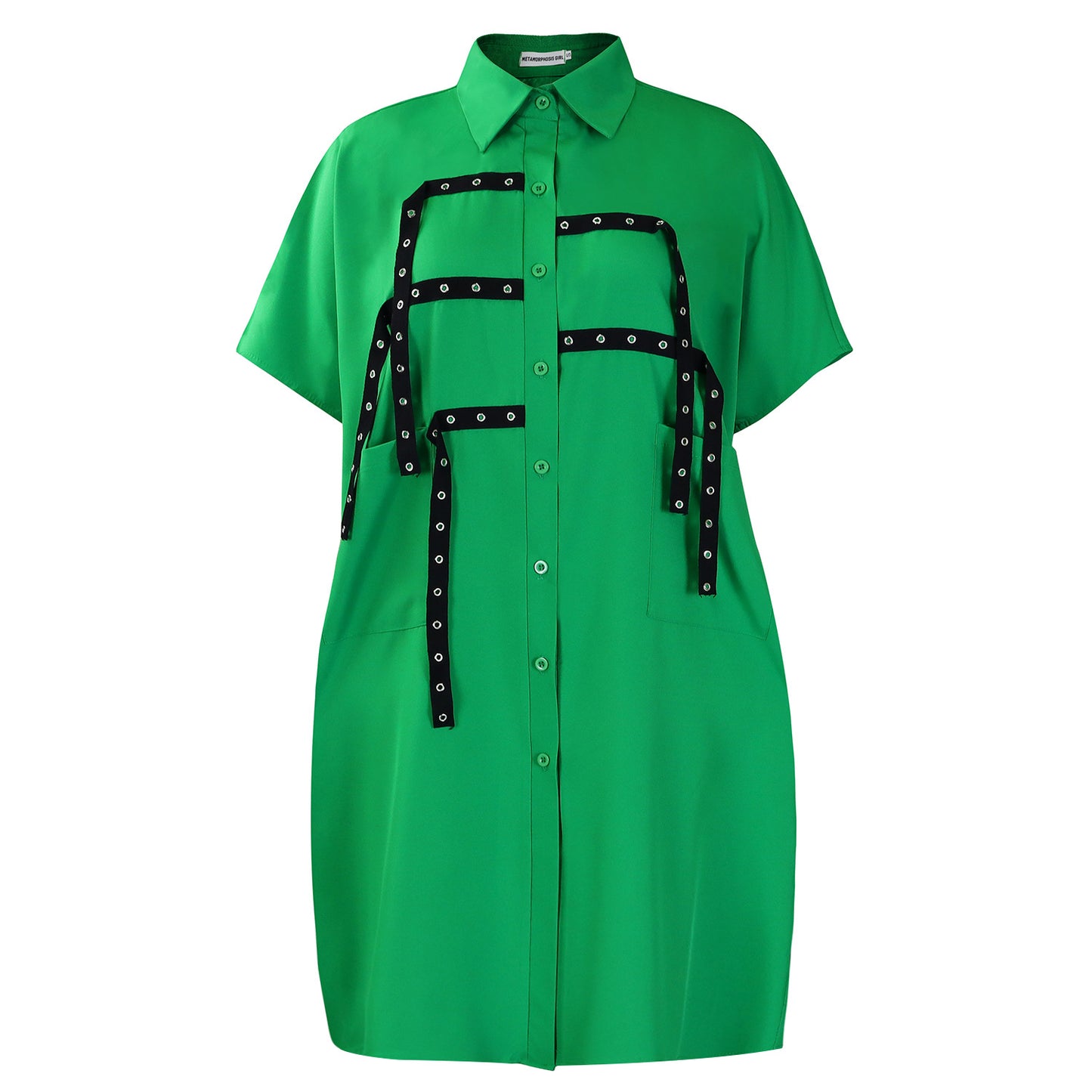 Women's Sleeve Fashion Loose Lapels Shirt Mid-length Shorts
