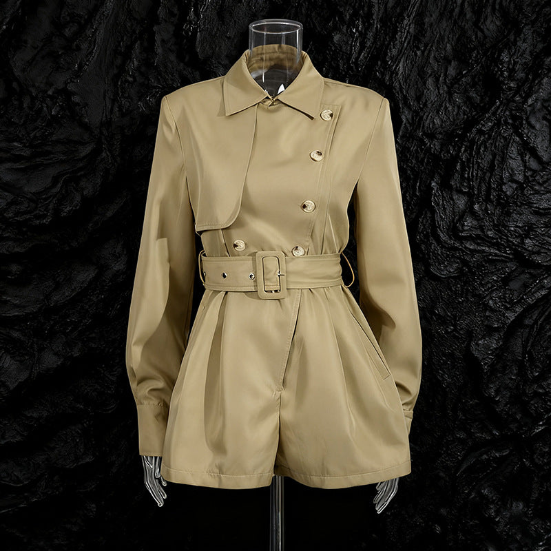 Women's French Style Temperament Elegant Lapel Autumn Jumpsuits