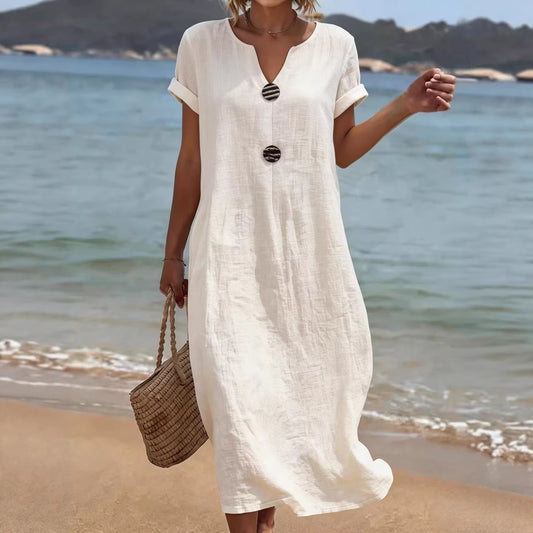 Women's Summer Seaside Holiday White Casual Solid Color Dress