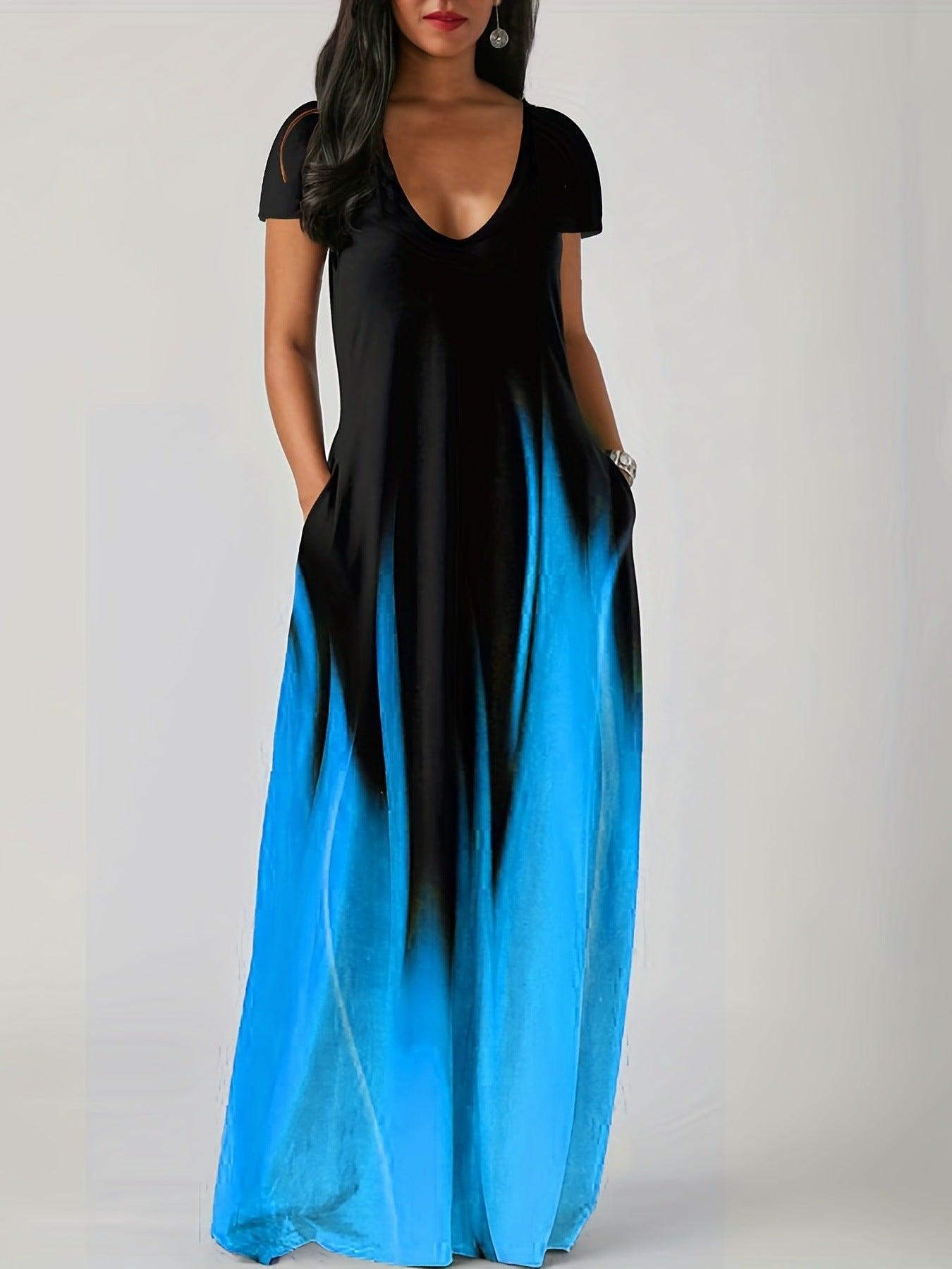 Women's Summer Loose Printed Casual Sexy Long Dress
