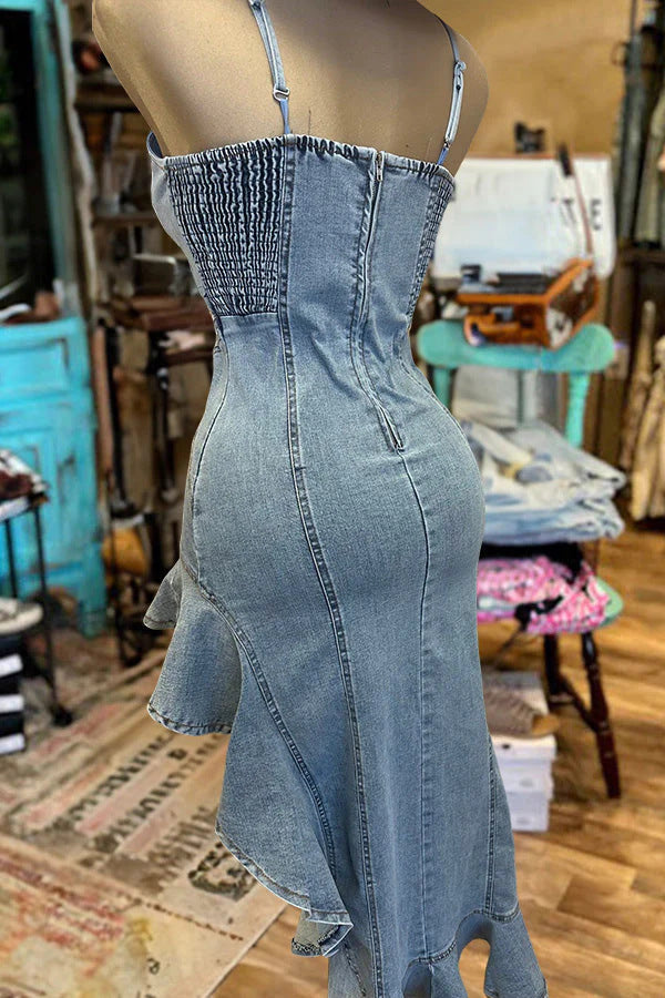 Waist High Elastic Slim Fit Slit Dresses