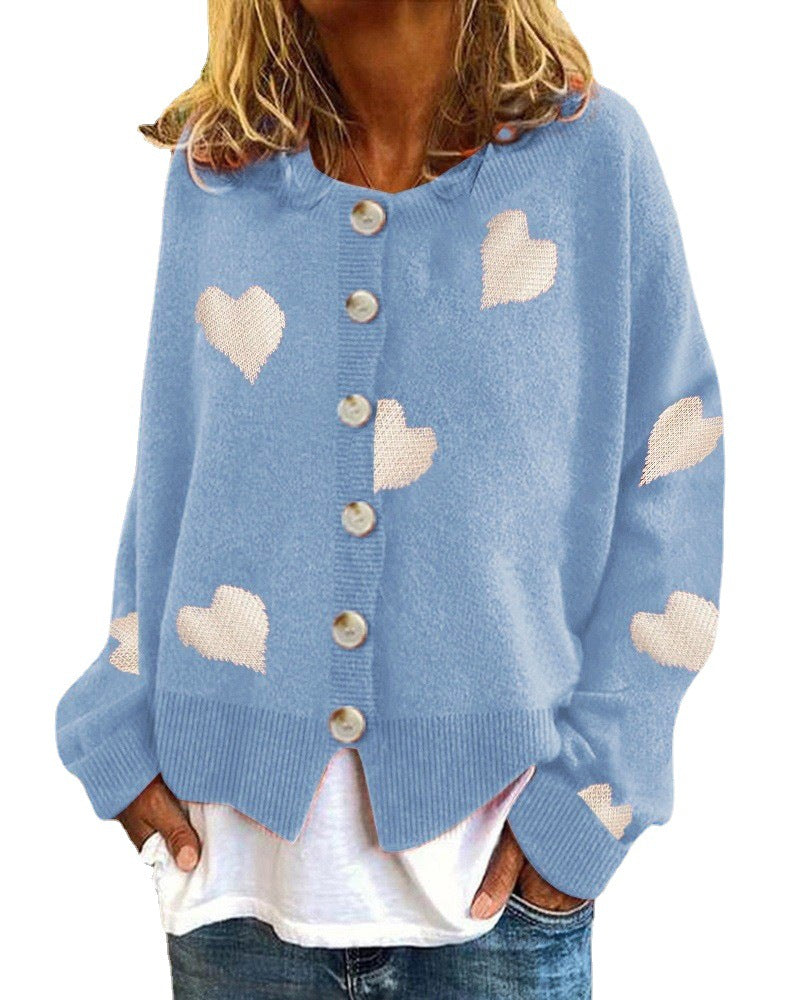 Women's Cool Creative Knitted Single-breasted Love Sweaters