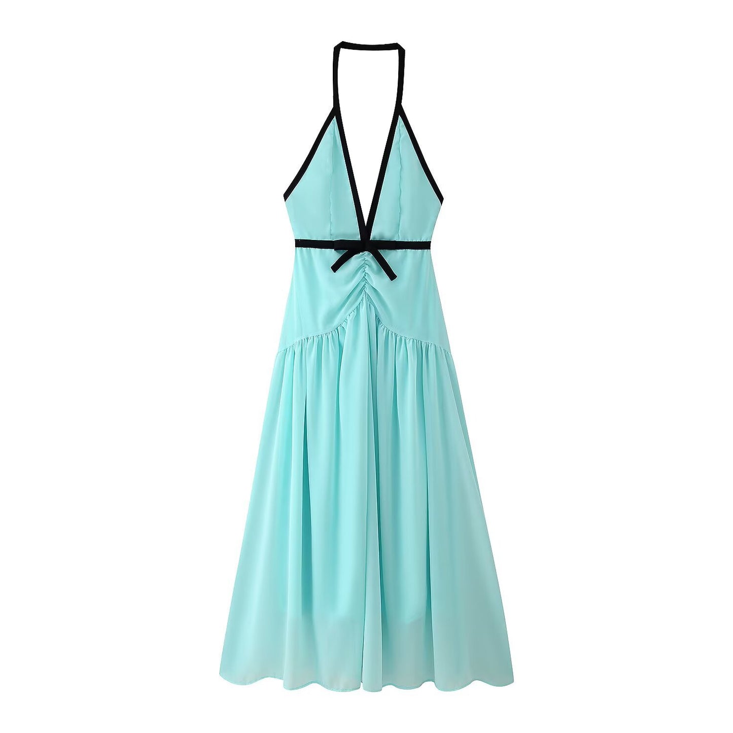 Women's Sexy Contrast Color Sleeveless Bow Suspenders Dresses