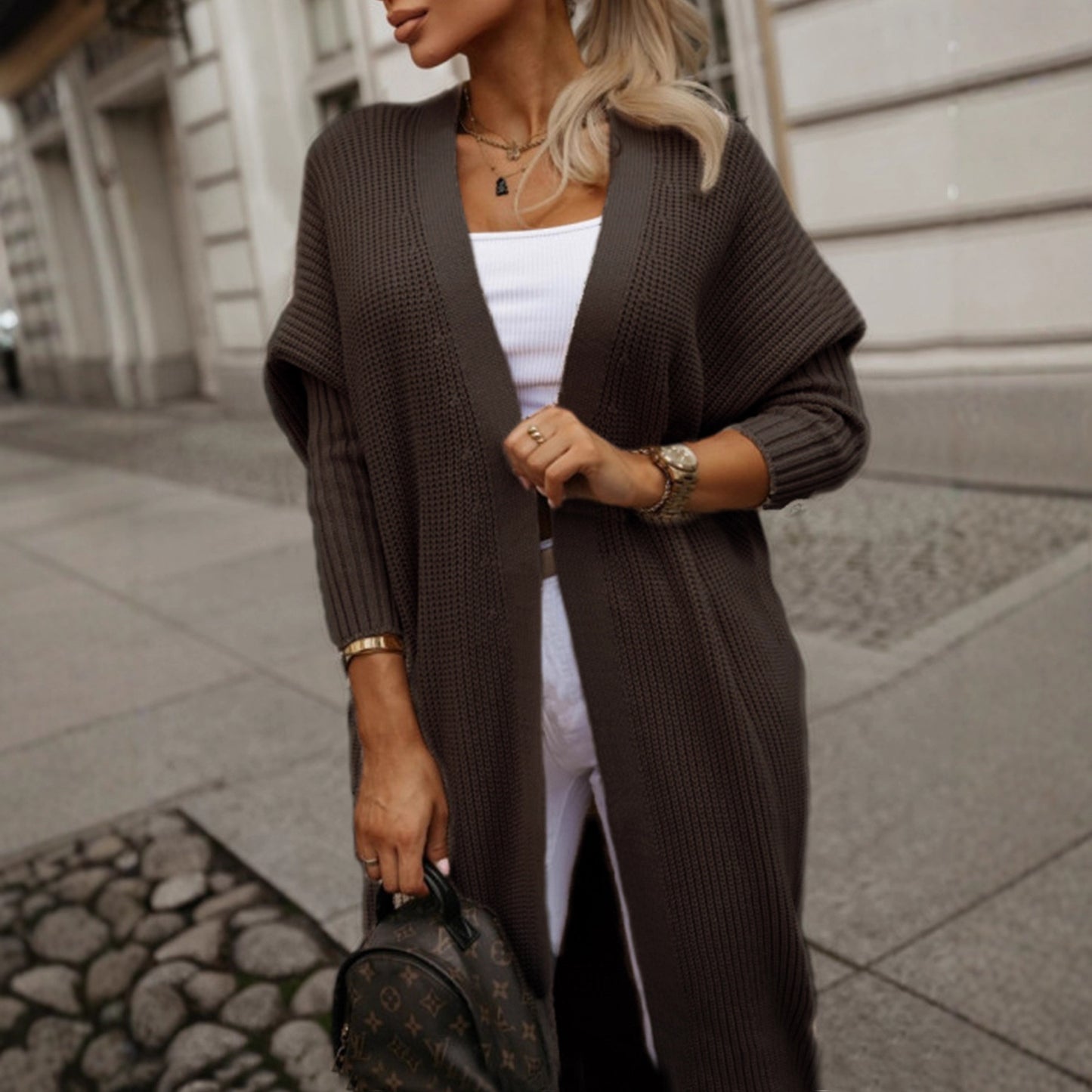 Popular Women's Knitted Loose Solid Color Sweater
