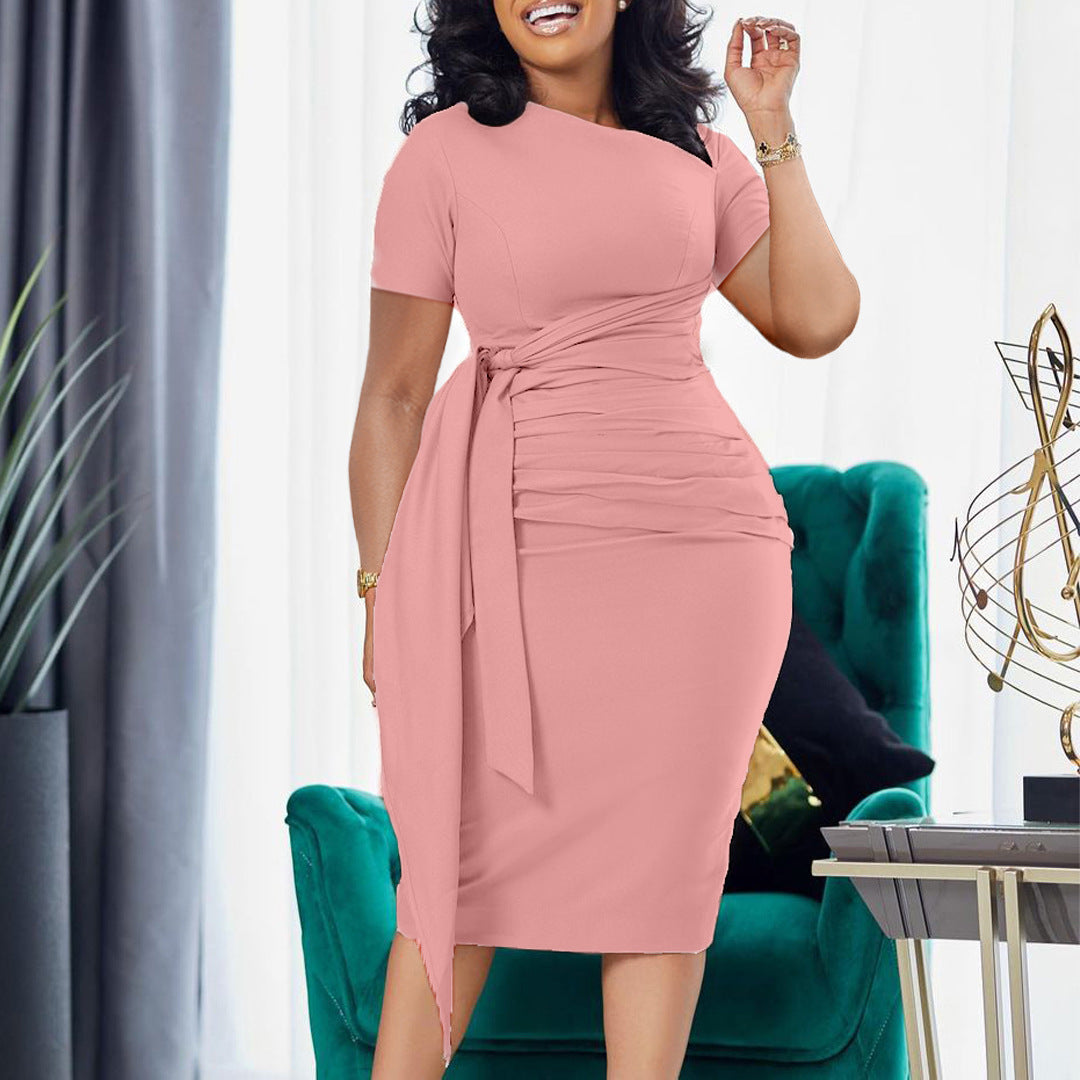 Women's Wear Summer Sleeve Fashion Pleated Elegant Dresses
