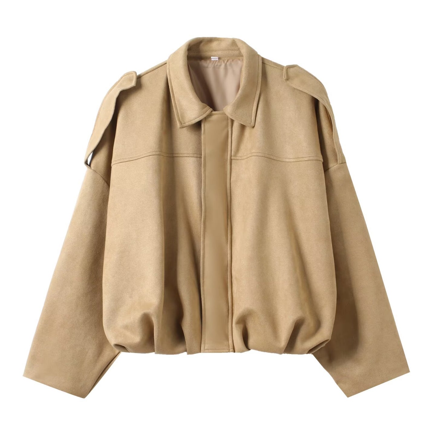 Women's Popular Suede Texture Lapel Bomber Jackets