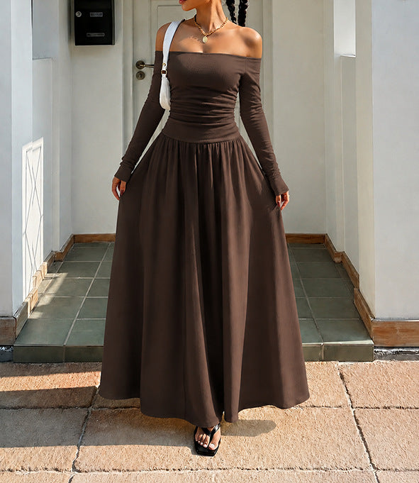 Women's Elegant Long-sleeved For Waist Fitted Figure Dress