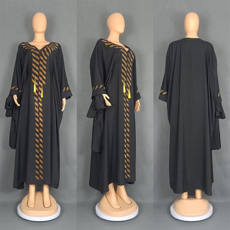 Women's Muslim Robe Saudi Long-sleeved Rhinestone Dress Dresses