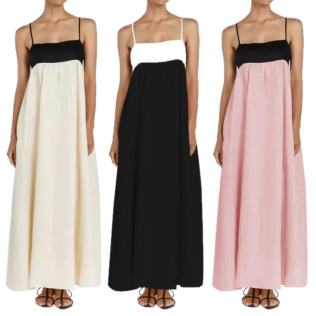 Stylish Elegant Contrast Color Sexy Backless Dress