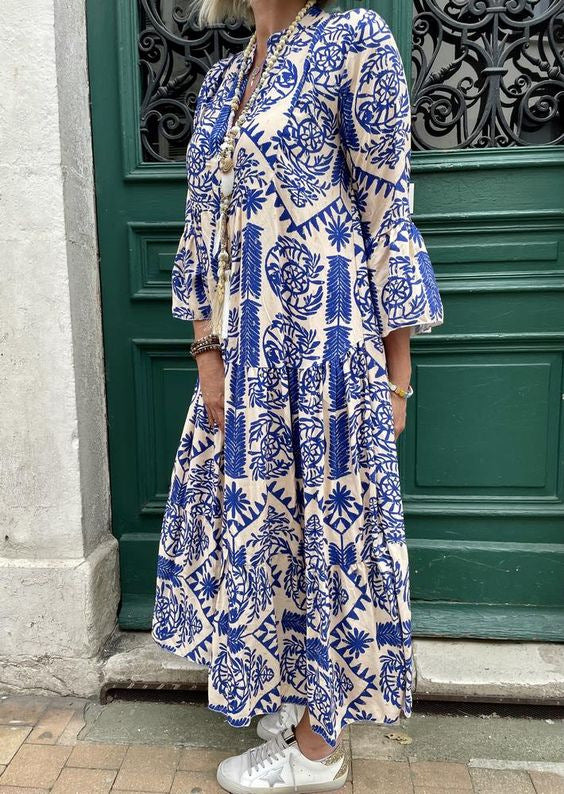 Women's Autumn Geometric Print Street Style Large Dress