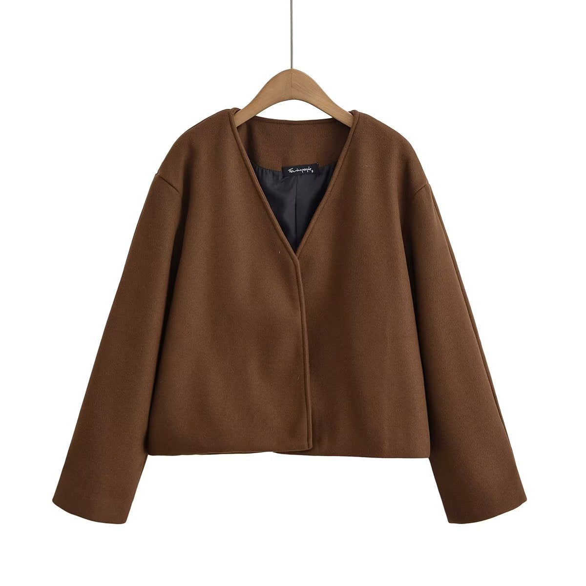 Women's Woolen Open Placket Scarf Decorative Jackets